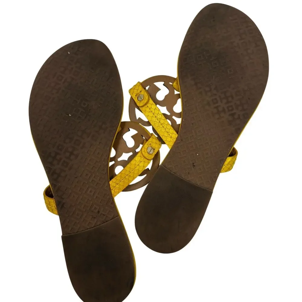 TORY BURCH Black Patent Leather Miller Classic Designer Logo Sandals Size 9
